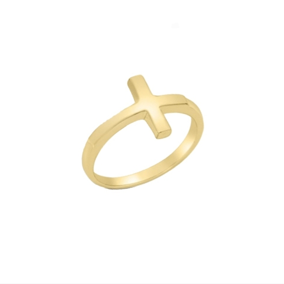 ❤️ GOLDEN SW CROSS STERLING SILVER RING - Picture 1 of 5